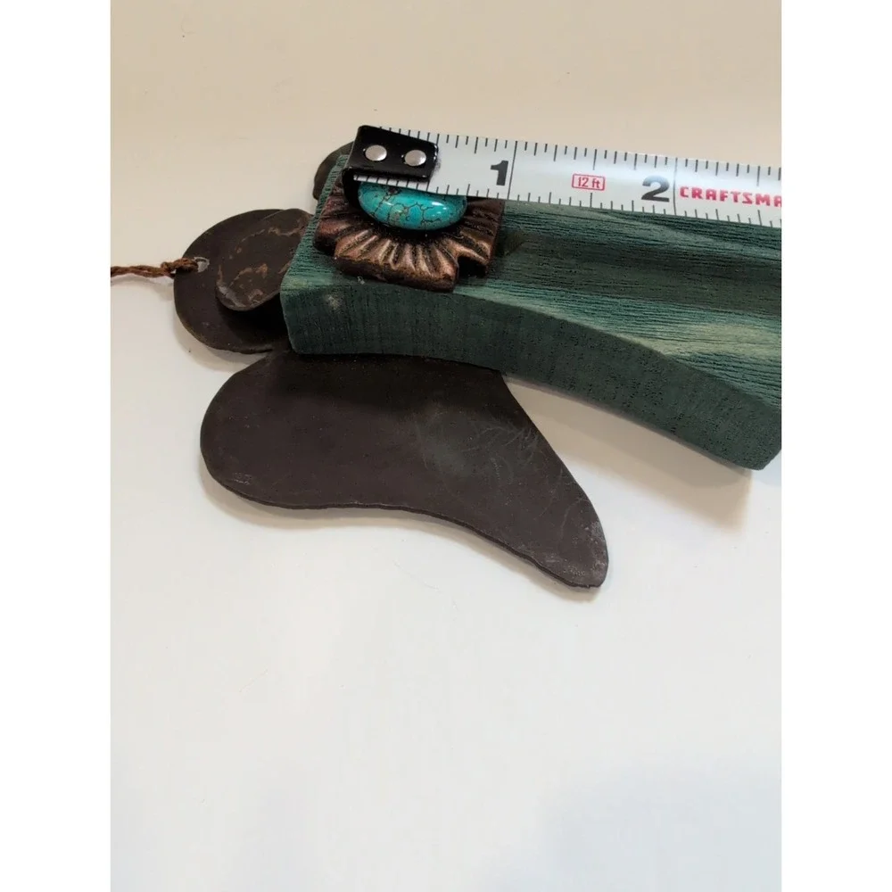 Wood & Metal Rustic Southwest Wood Angel Ornament with Turquoise Colored Stone